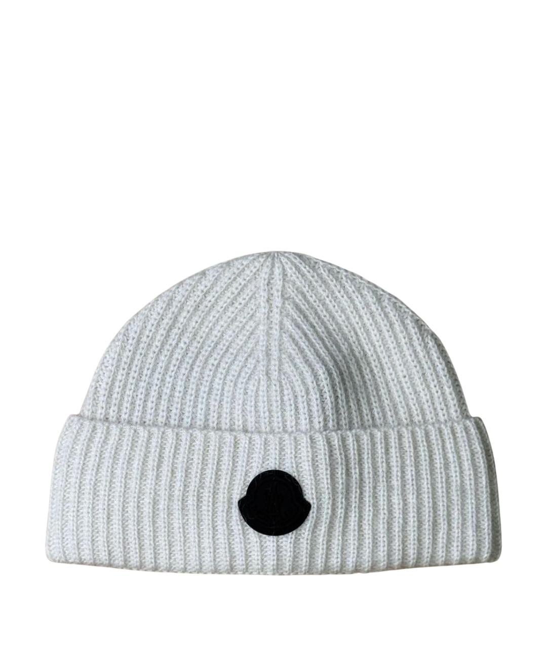 MONCLER Белая шерстяная шапка, фото 1