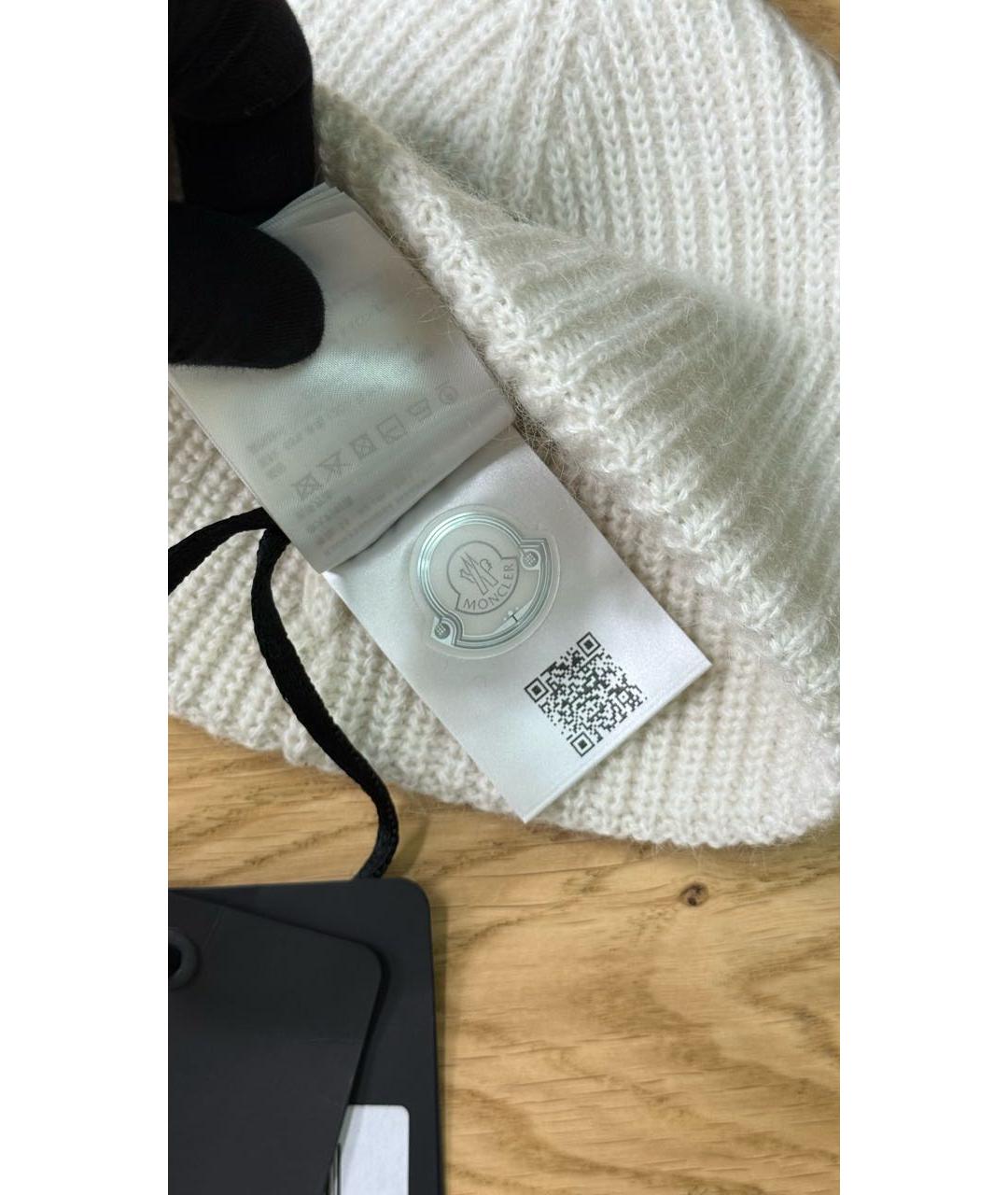 MONCLER Белая шерстяная шапка, фото 4