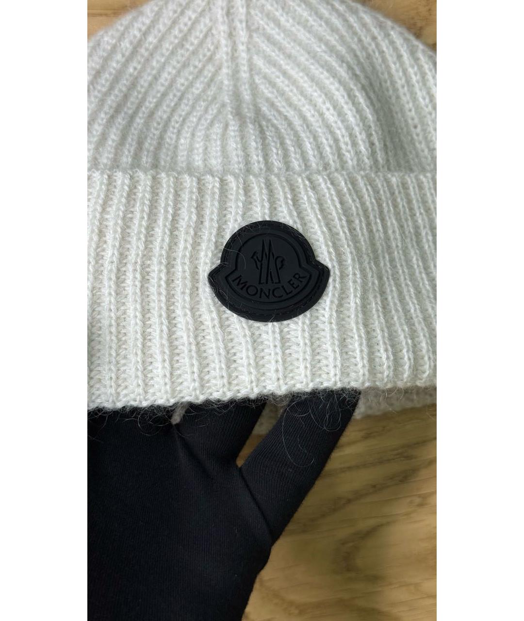 MONCLER Белая шерстяная шапка, фото 3