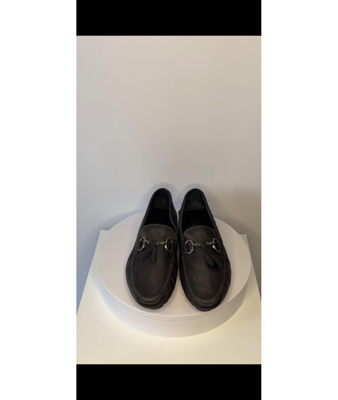 DOLCE&GABBANA Антрацитовые кожаные мокасины, фото 3