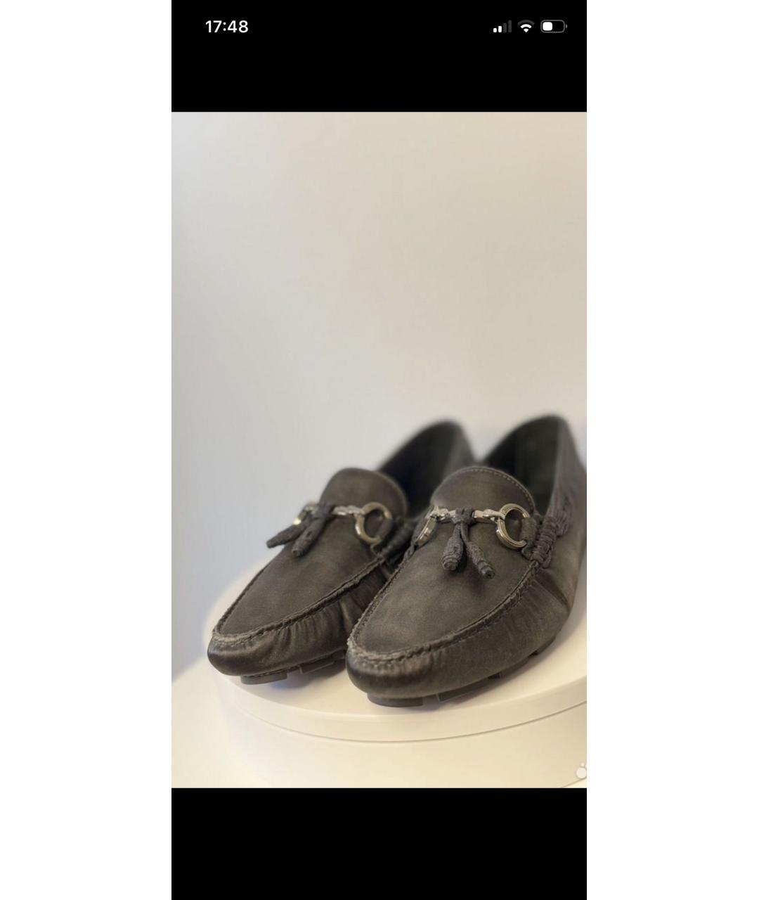 DOLCE&GABBANA Антрацитовые кожаные мокасины, фото 2