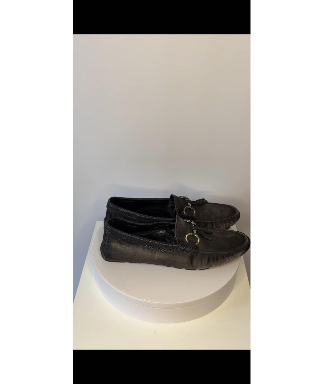 DOLCE&GABBANA Антрацитовые кожаные мокасины, фото 5