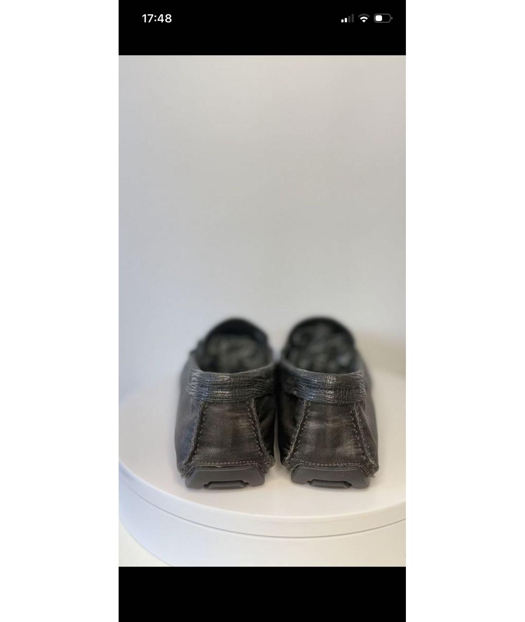 DOLCE&GABBANA Антрацитовые кожаные мокасины, фото 4