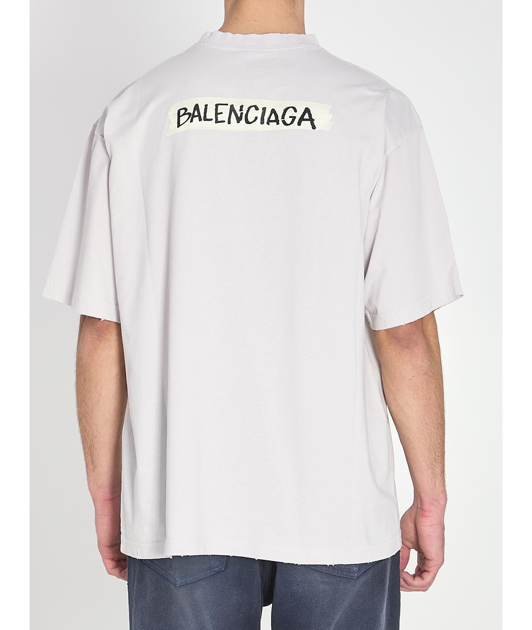 BALENCIAGA Белая хлопковая футболка, фото 4