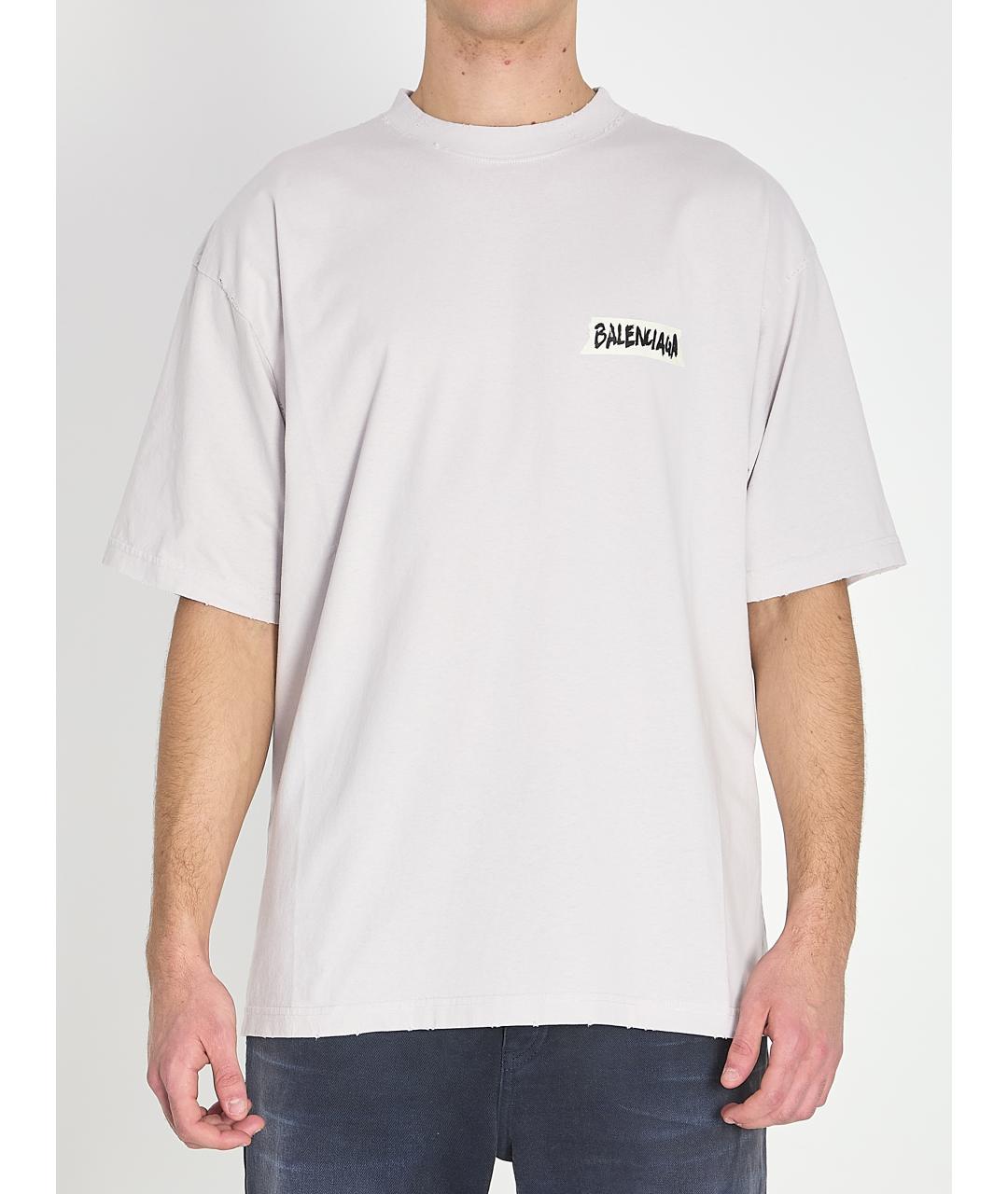 BALENCIAGA Белая хлопковая футболка, фото 2