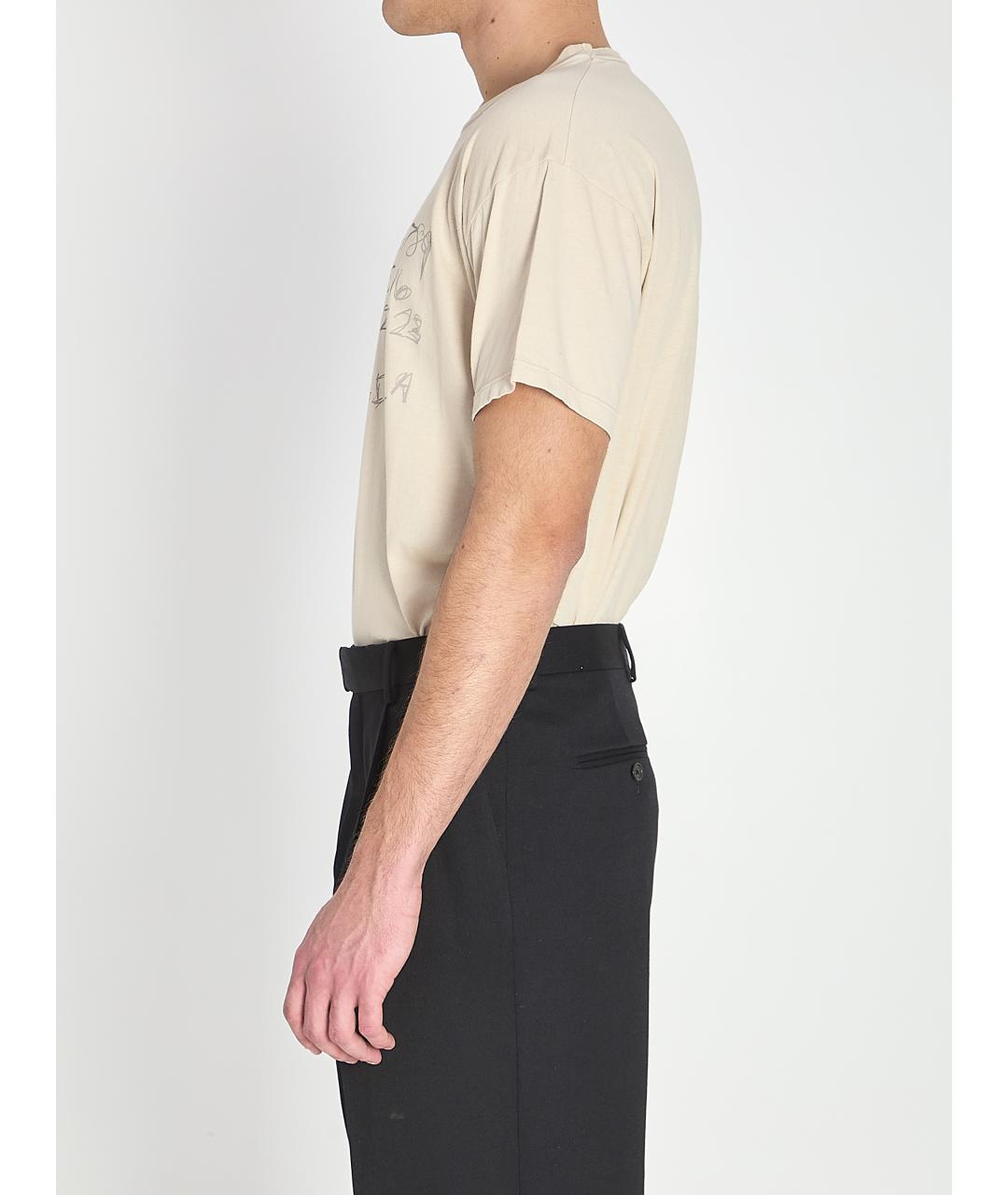 MAISON MARGIELA Бежевая хлопковая футболка, фото 3