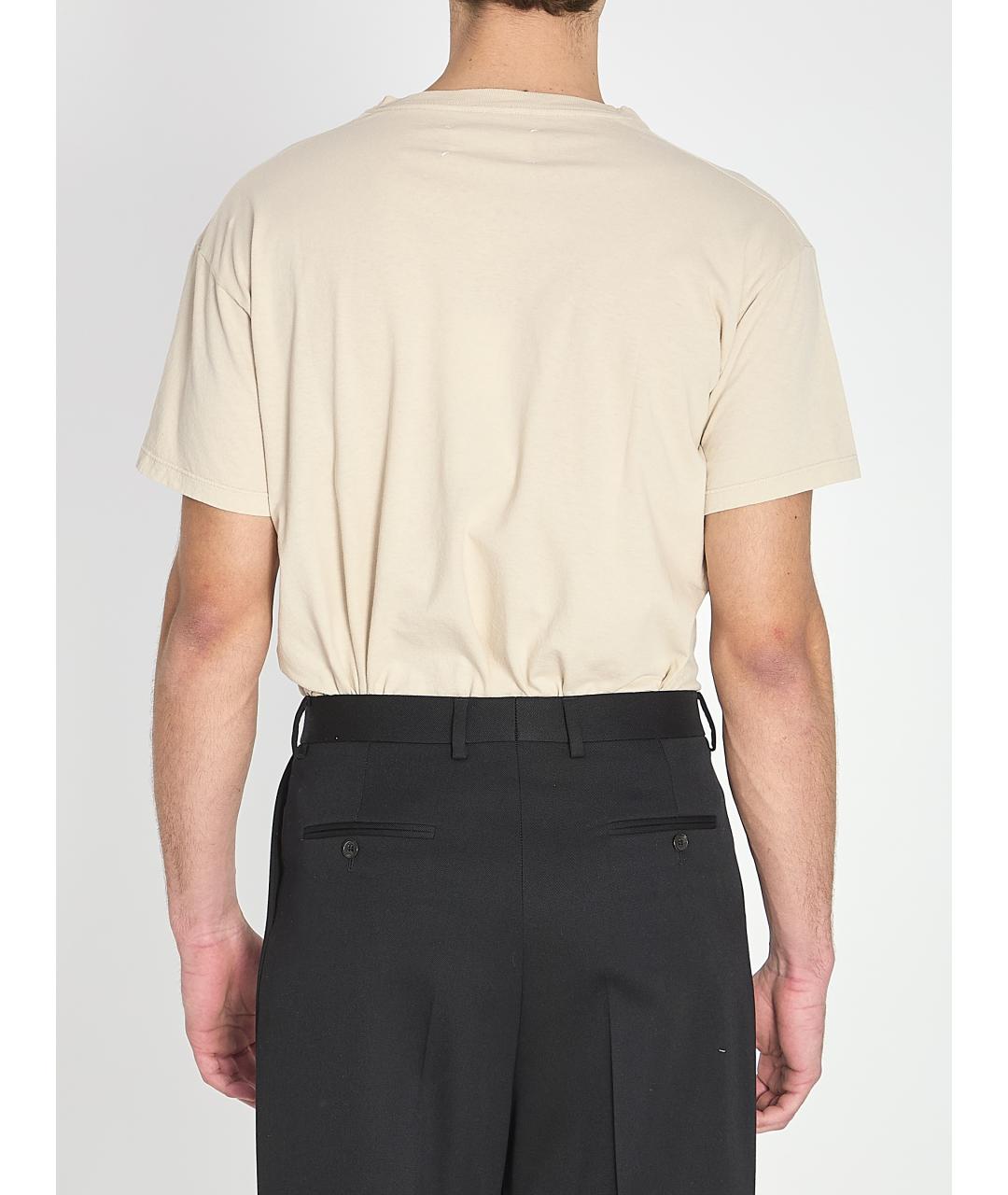 MAISON MARGIELA Бежевая хлопковая футболка, фото 4