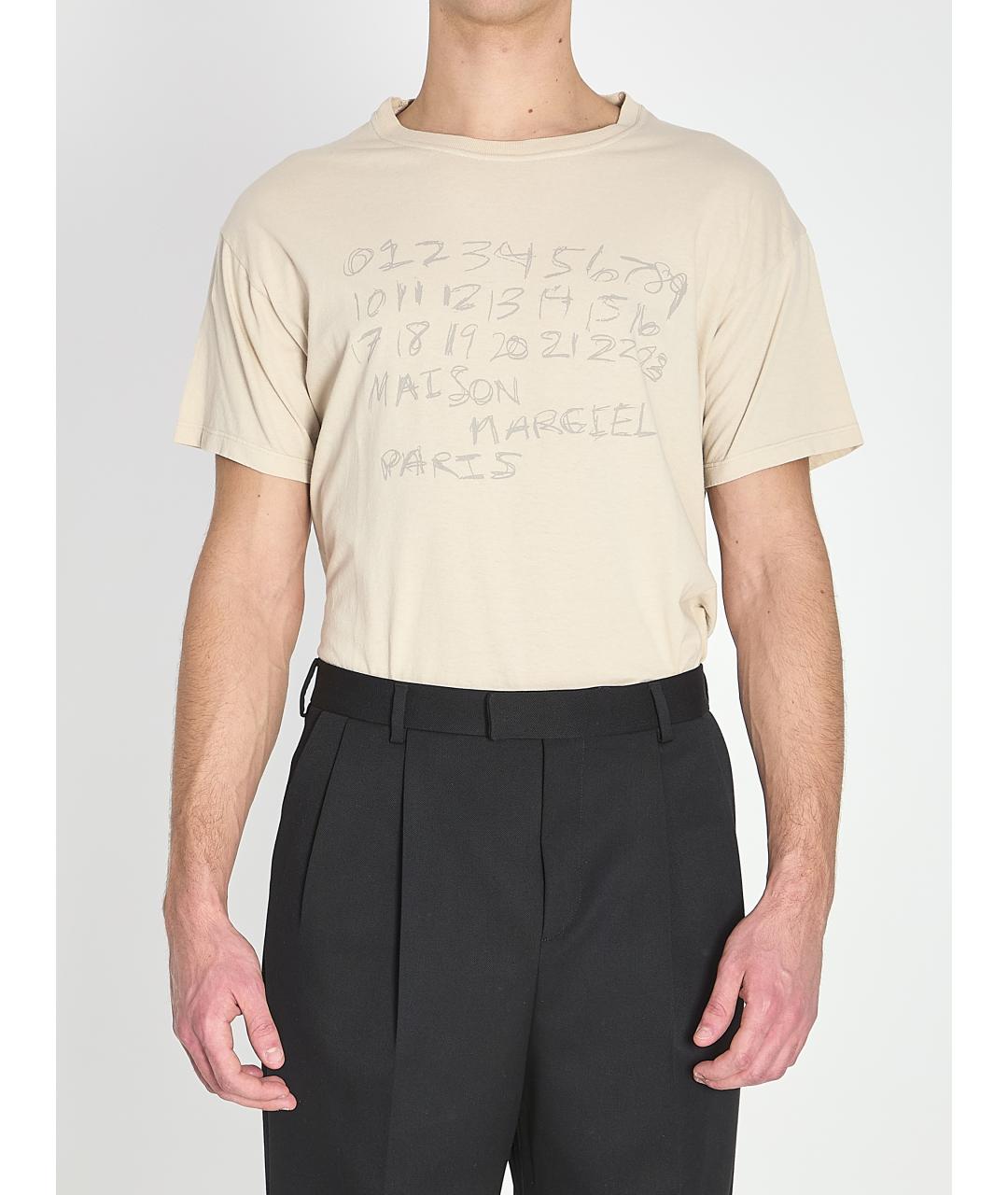 MAISON MARGIELA Бежевая хлопковая футболка, фото 5