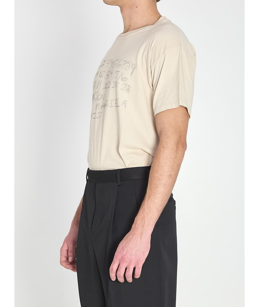 MAISON MARGIELA Бежевая хлопковая футболка, фото 2