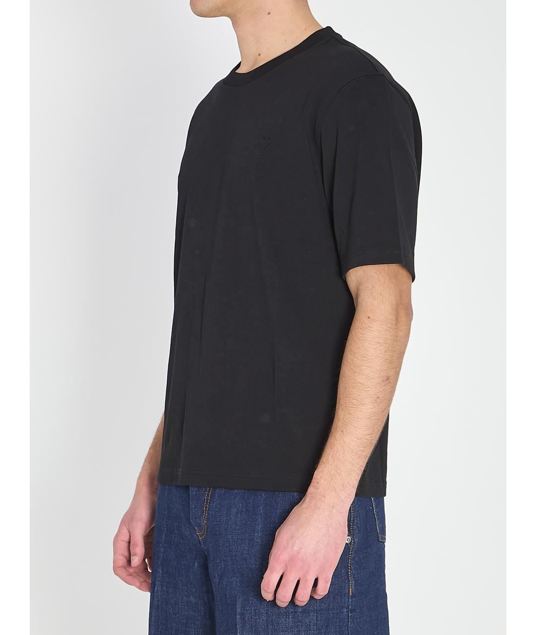 Ami Paris Черная хлопковая футболка, фото 3