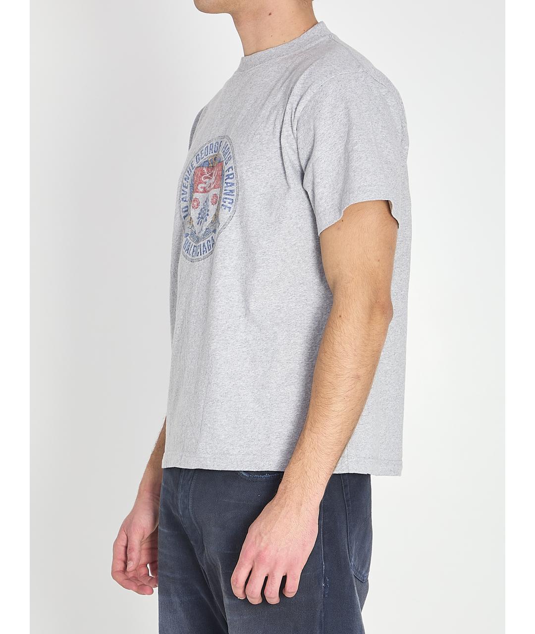 BALENCIAGA Серая хлопковая футболка, фото 3