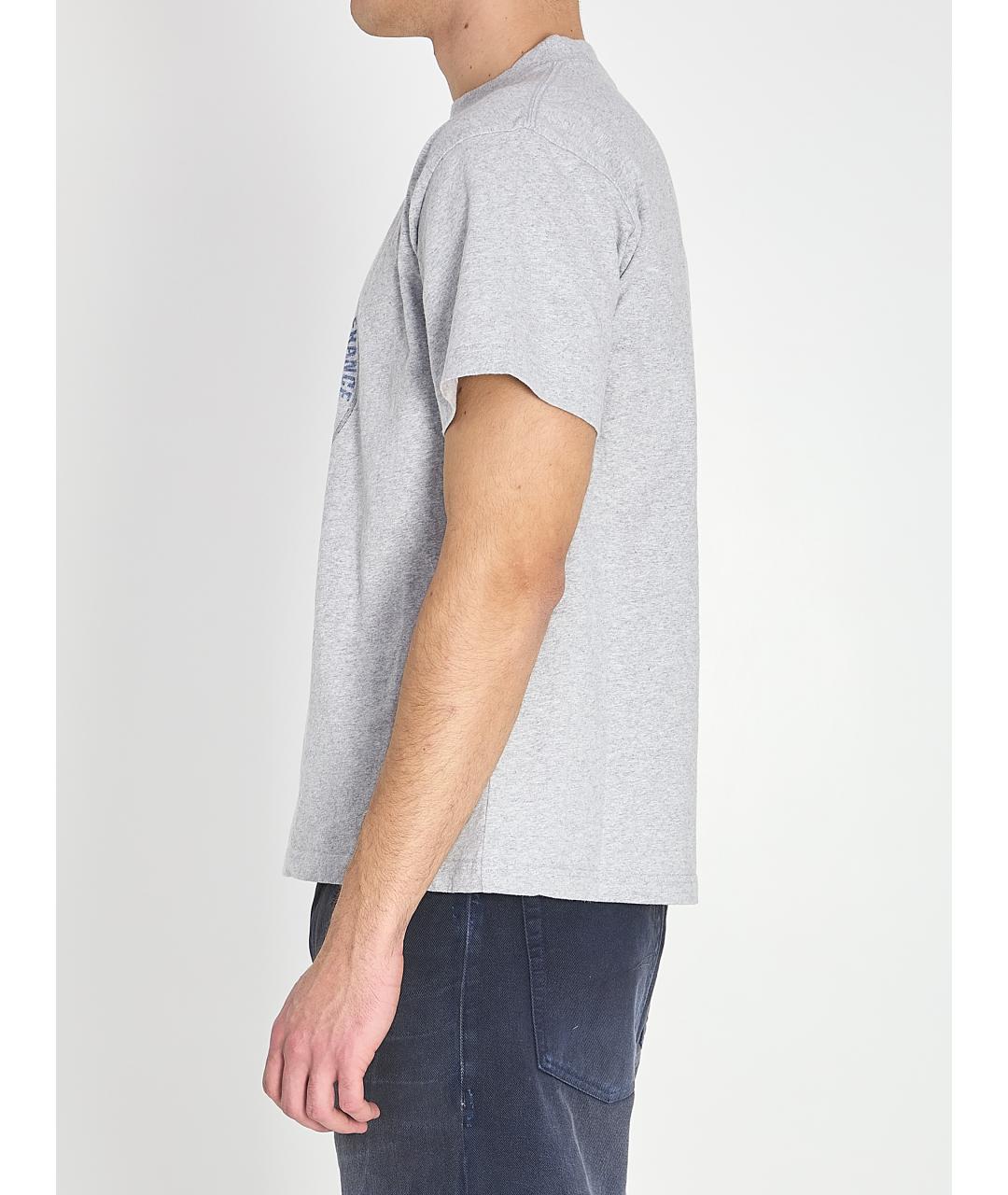 BALENCIAGA Серая хлопковая футболка, фото 4
