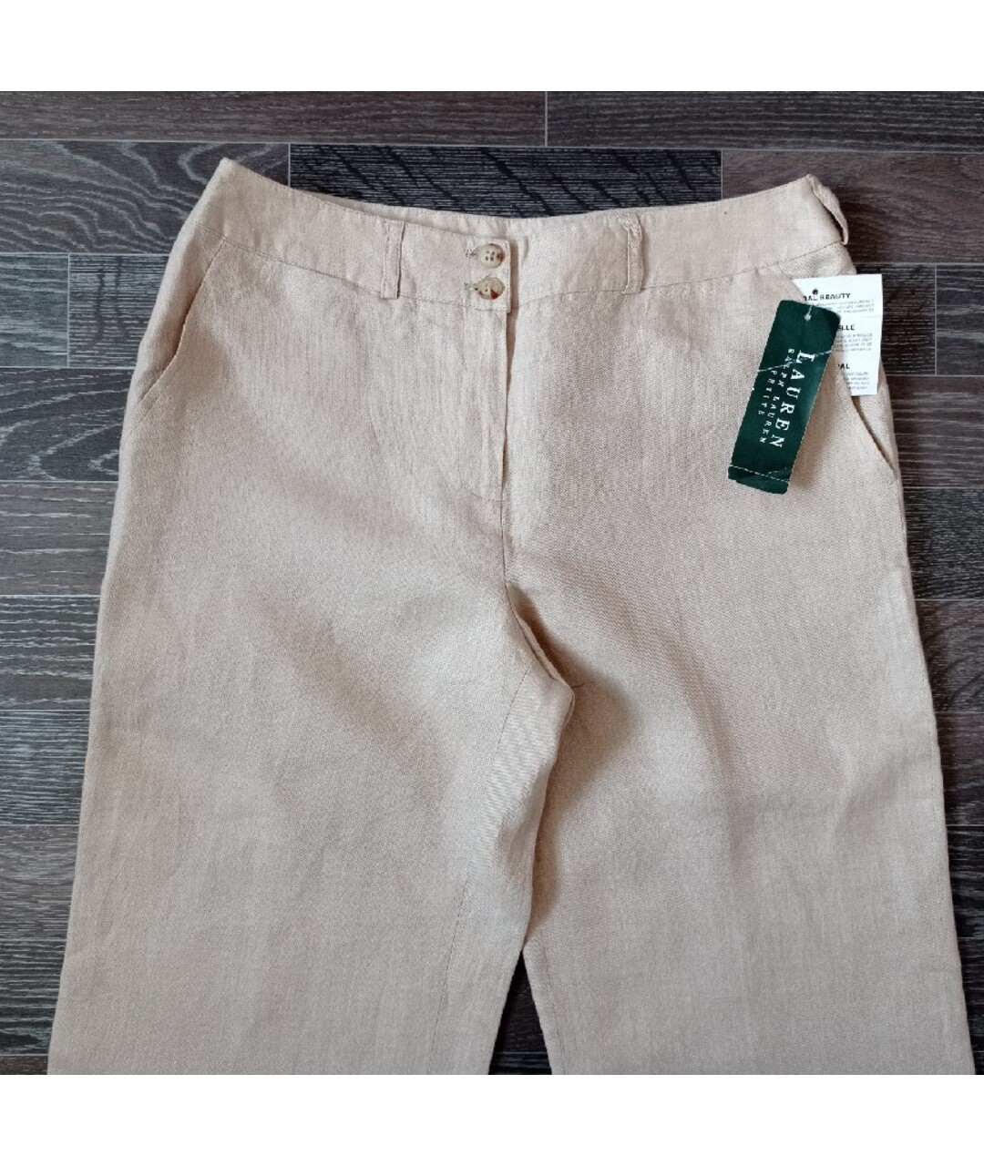 RALPH LAUREN Бежевые льняные прямые брюки, фото 3
