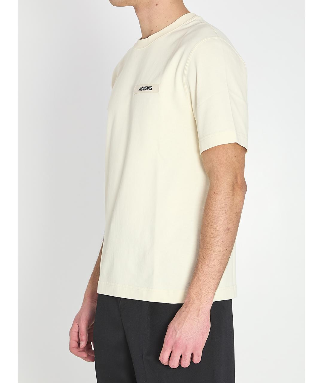 JACQUEMUS Бежевая хлопковая футболка, фото 3