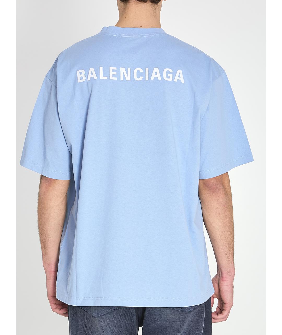 BALENCIAGA Голубая хлопковая футболка, фото 5