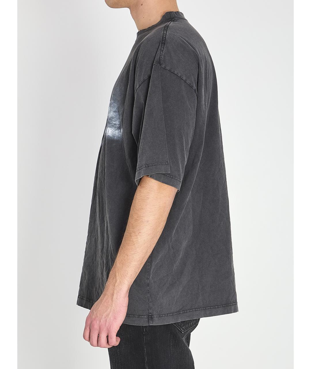 BALENCIAGA Черная хлопковая футболка, фото 4