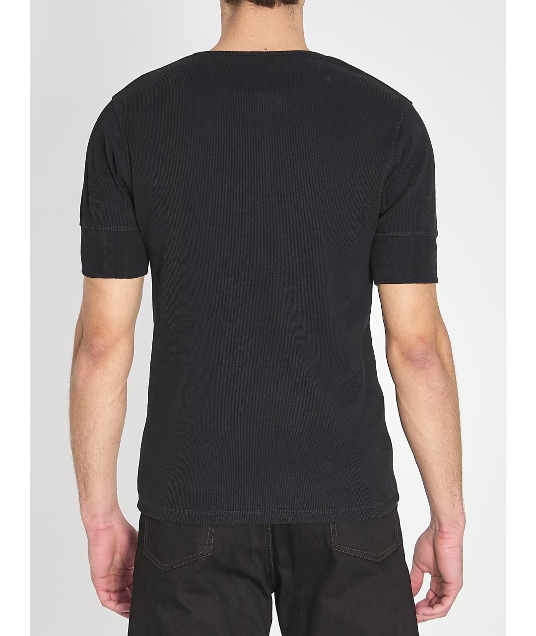 LEMAIRE Черное хлопковое поло с коротким рукавом, фото 5