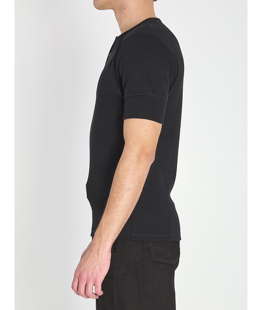 LEMAIRE Черное хлопковое поло с коротким рукавом, фото 4