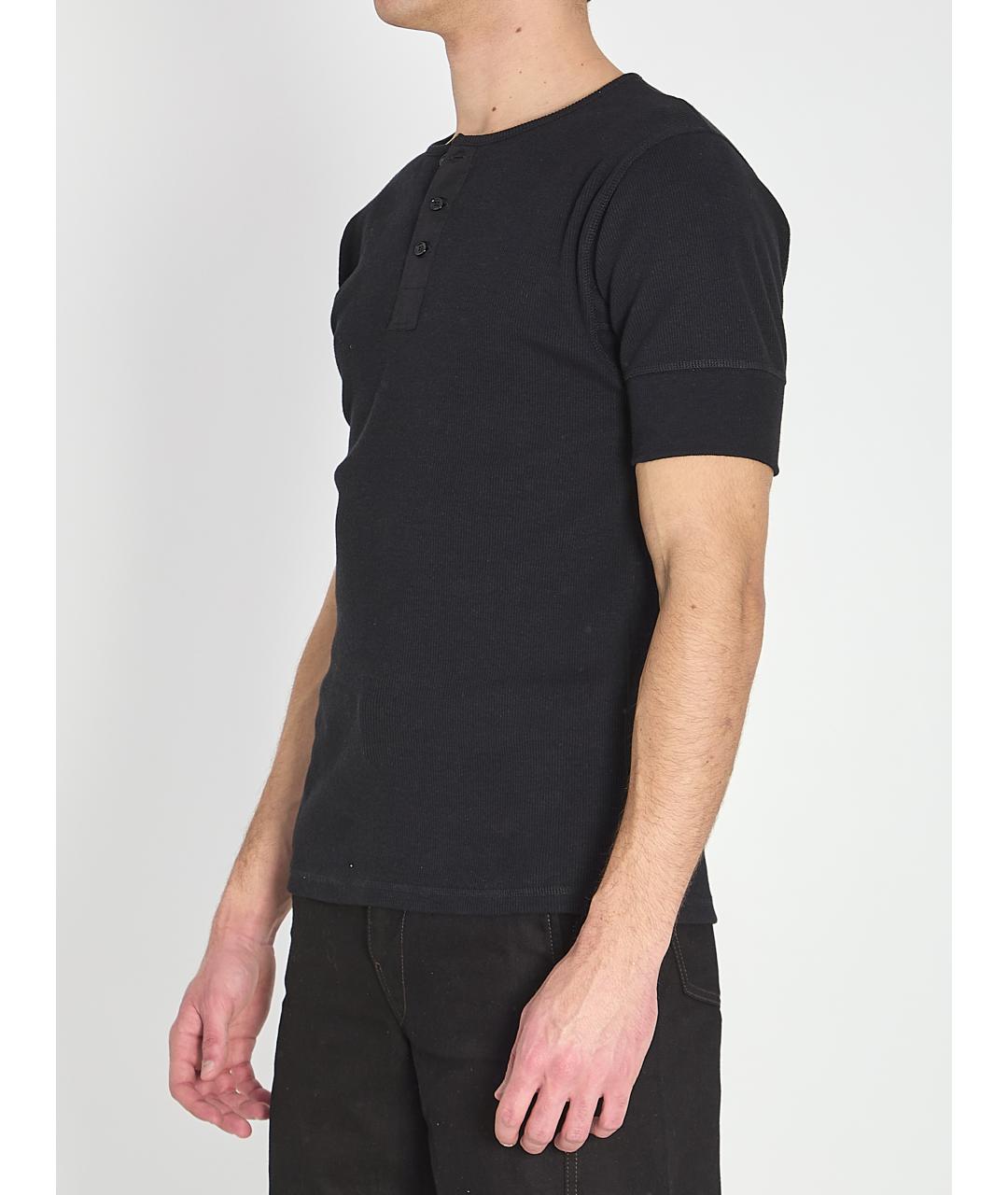 LEMAIRE Черное хлопковое поло с коротким рукавом, фото 3