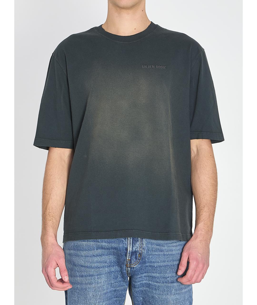 GOLDEN GOOSE DELUXE BRAND Черная хлопковая футболка, фото 2