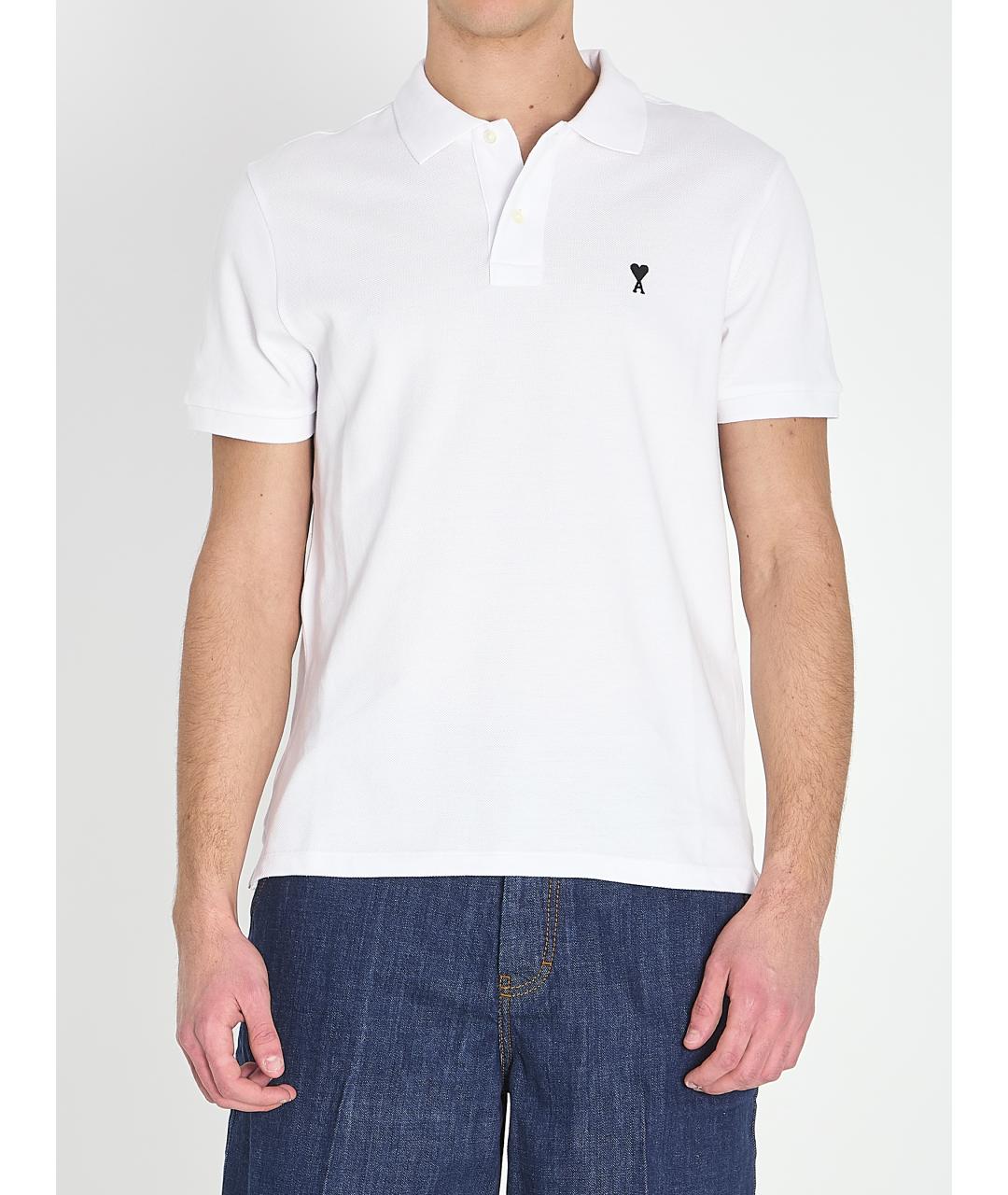 Ami Paris Белое хлопковое поло с коротким рукавом, фото 2
