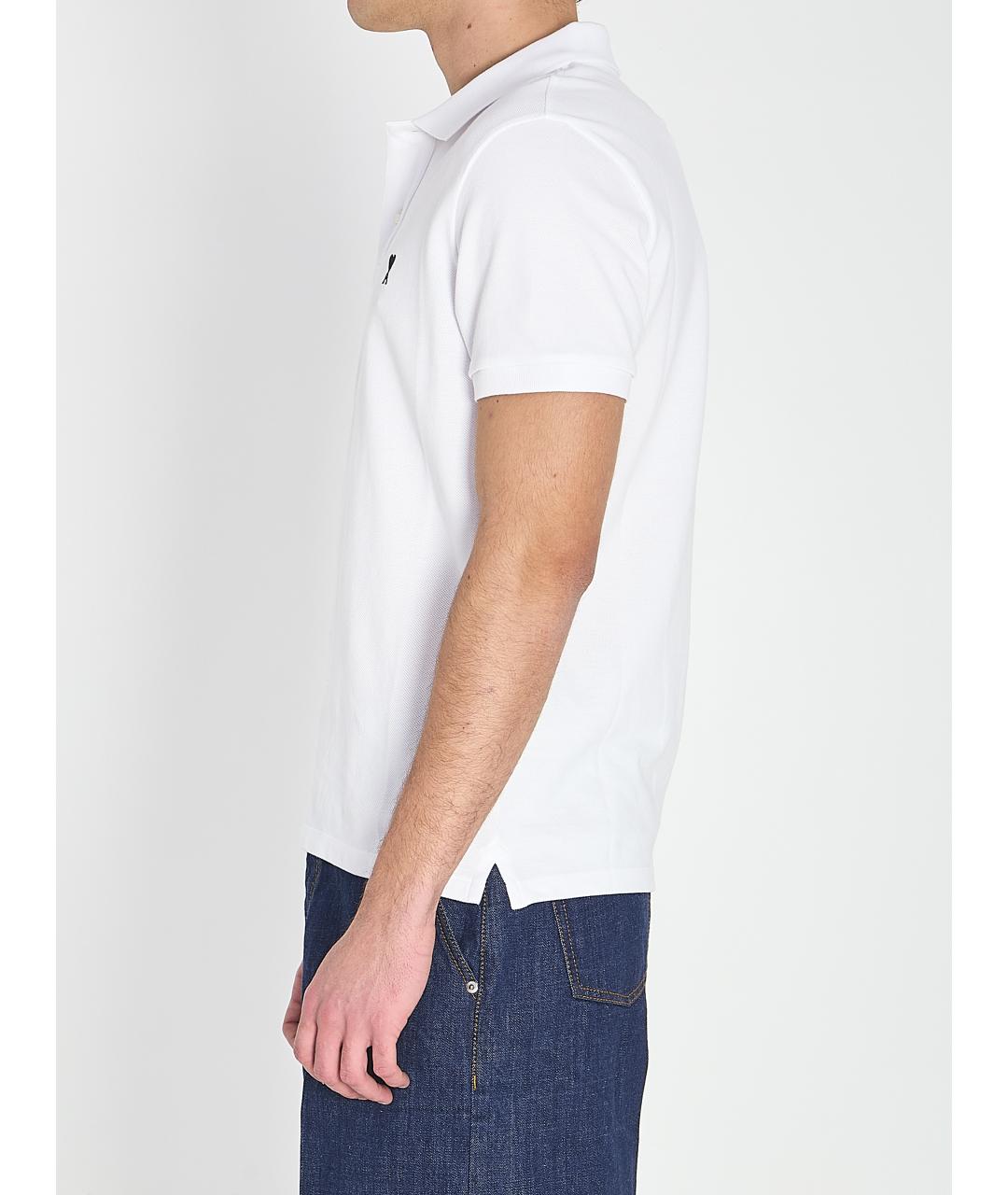 Ami Paris Белое хлопковое поло с коротким рукавом, фото 4