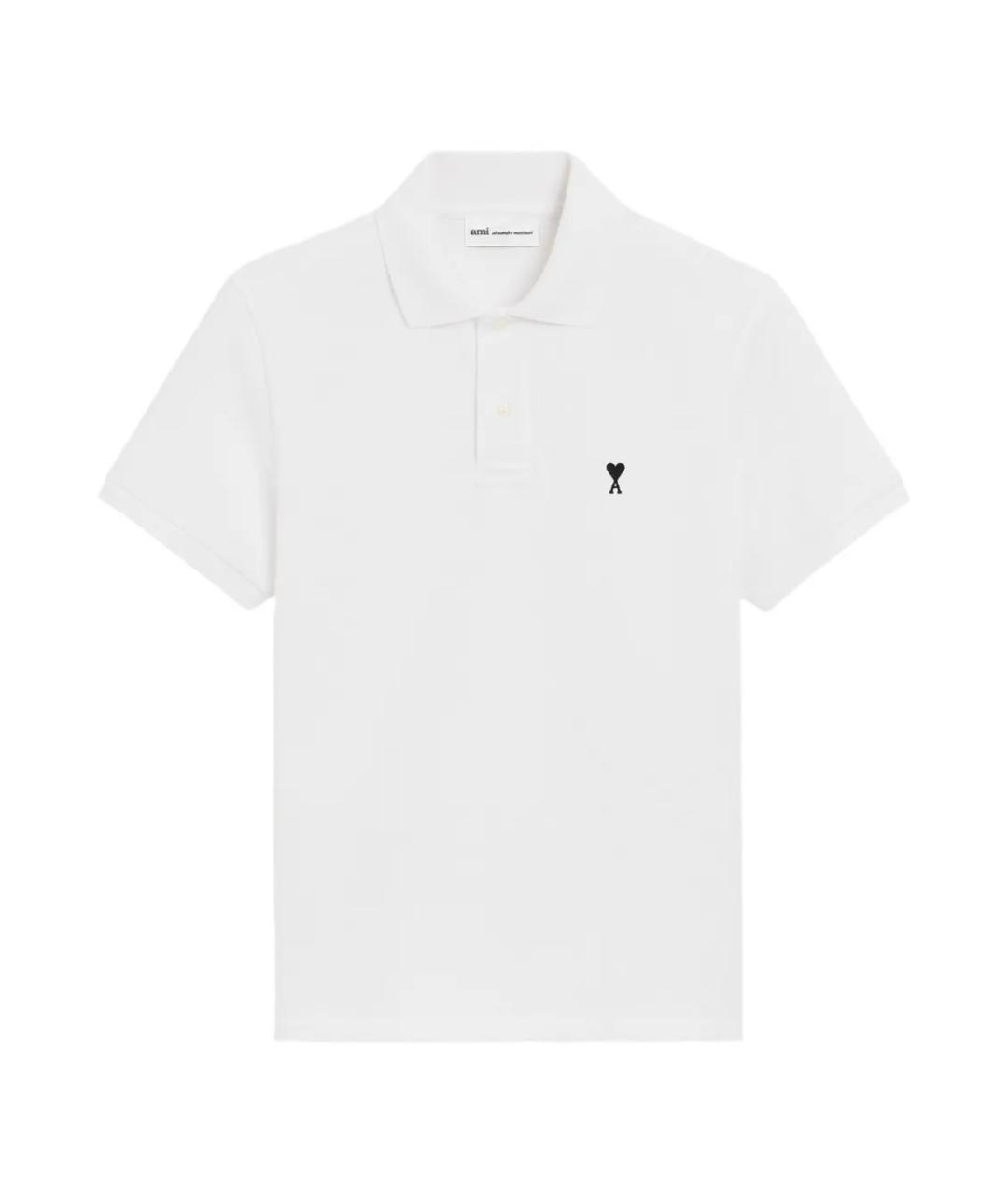 Ami Paris Белое хлопковое поло с коротким рукавом, фото 1