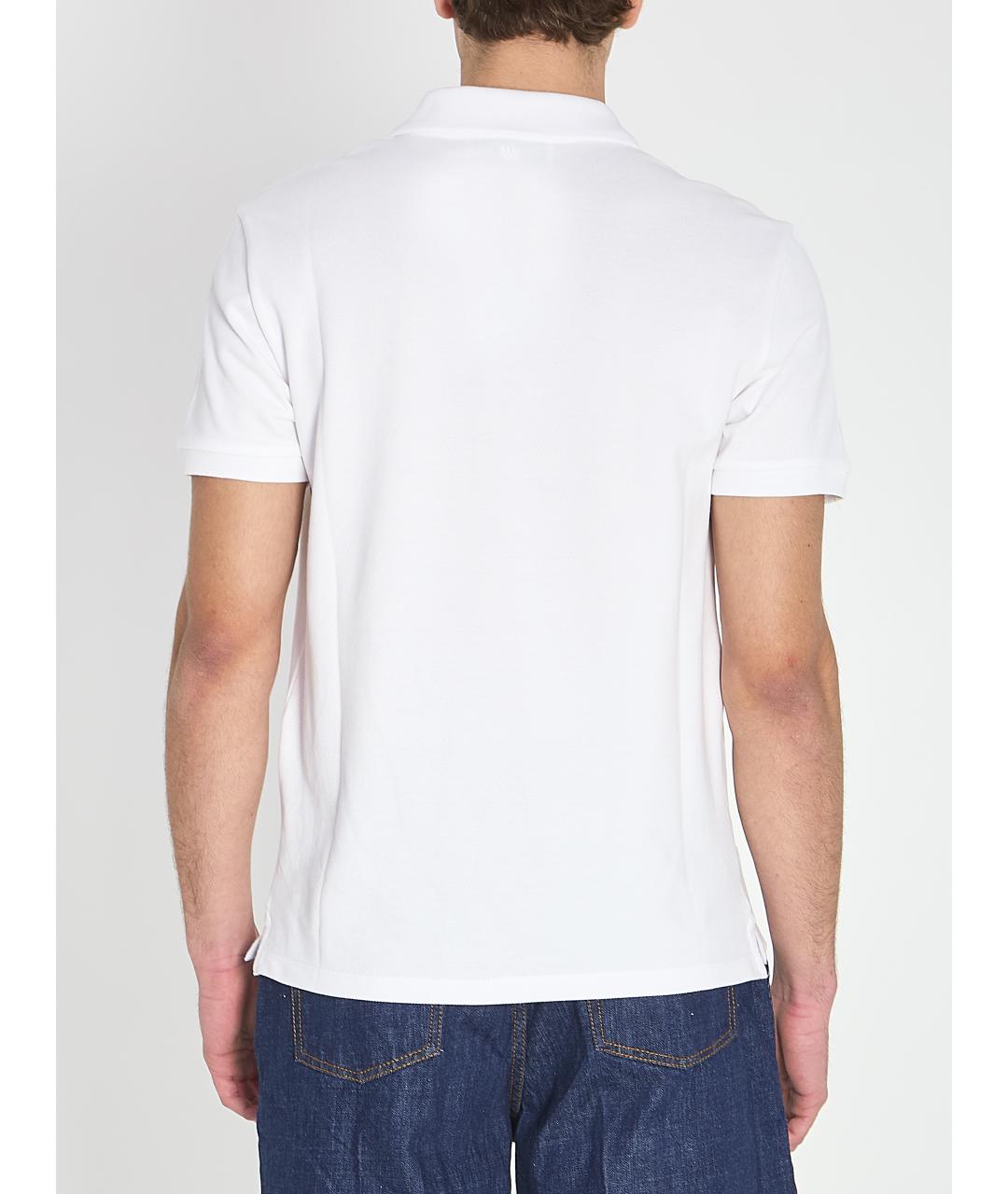 Ami Paris Белое хлопковое поло с коротким рукавом, фото 5