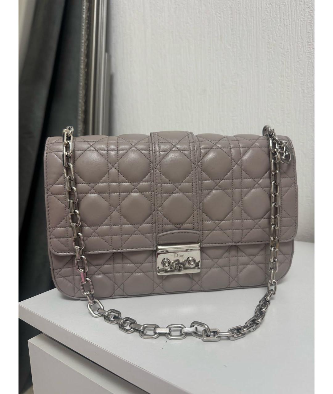 CHRISTIAN DIOR Серая кожаная сумка через плечо, фото 9