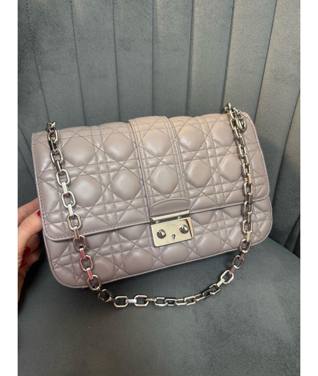 CHRISTIAN DIOR Серая кожаная сумка через плечо, фото 7