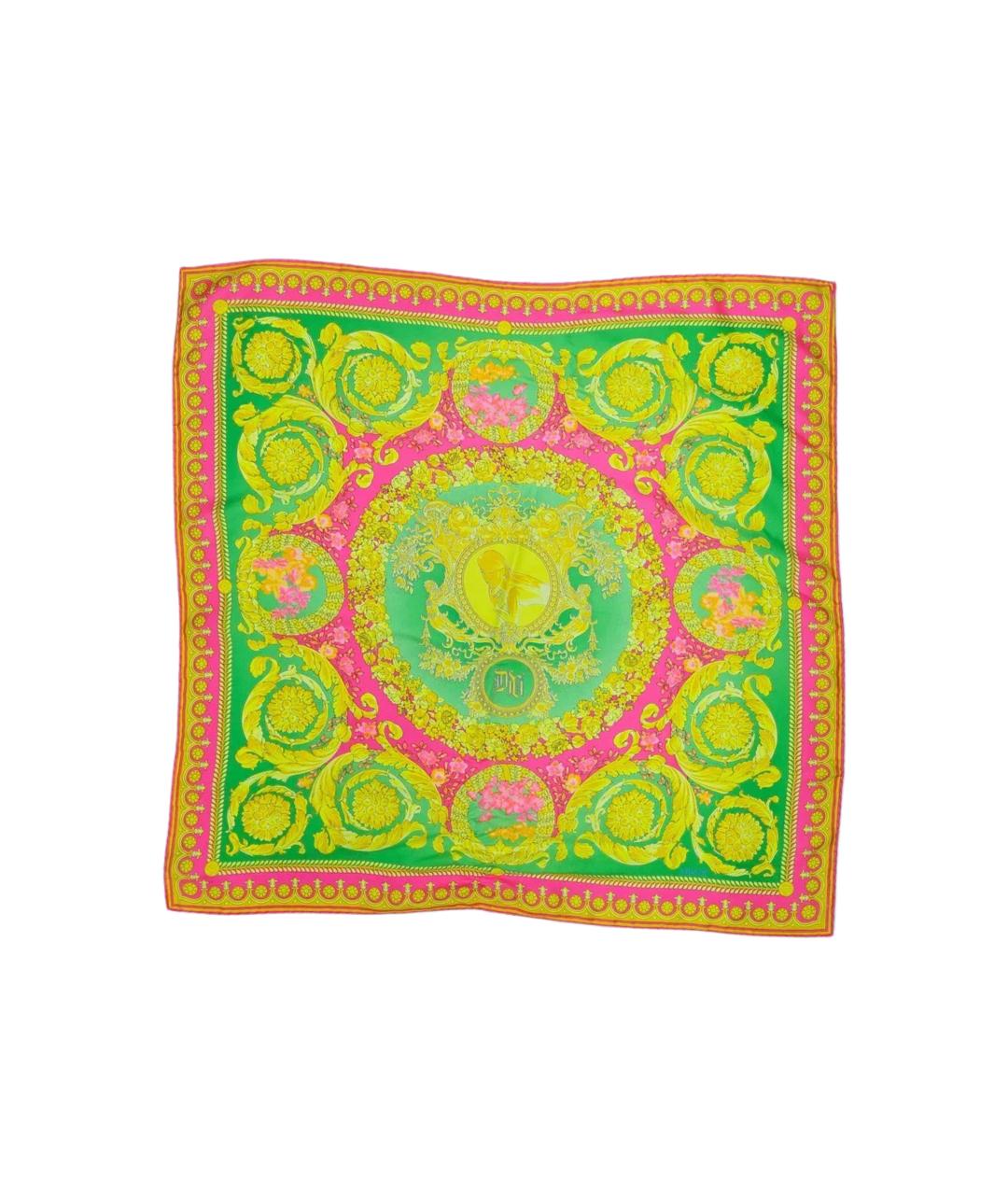 VERSACE Желтый шелковый платок, фото 2