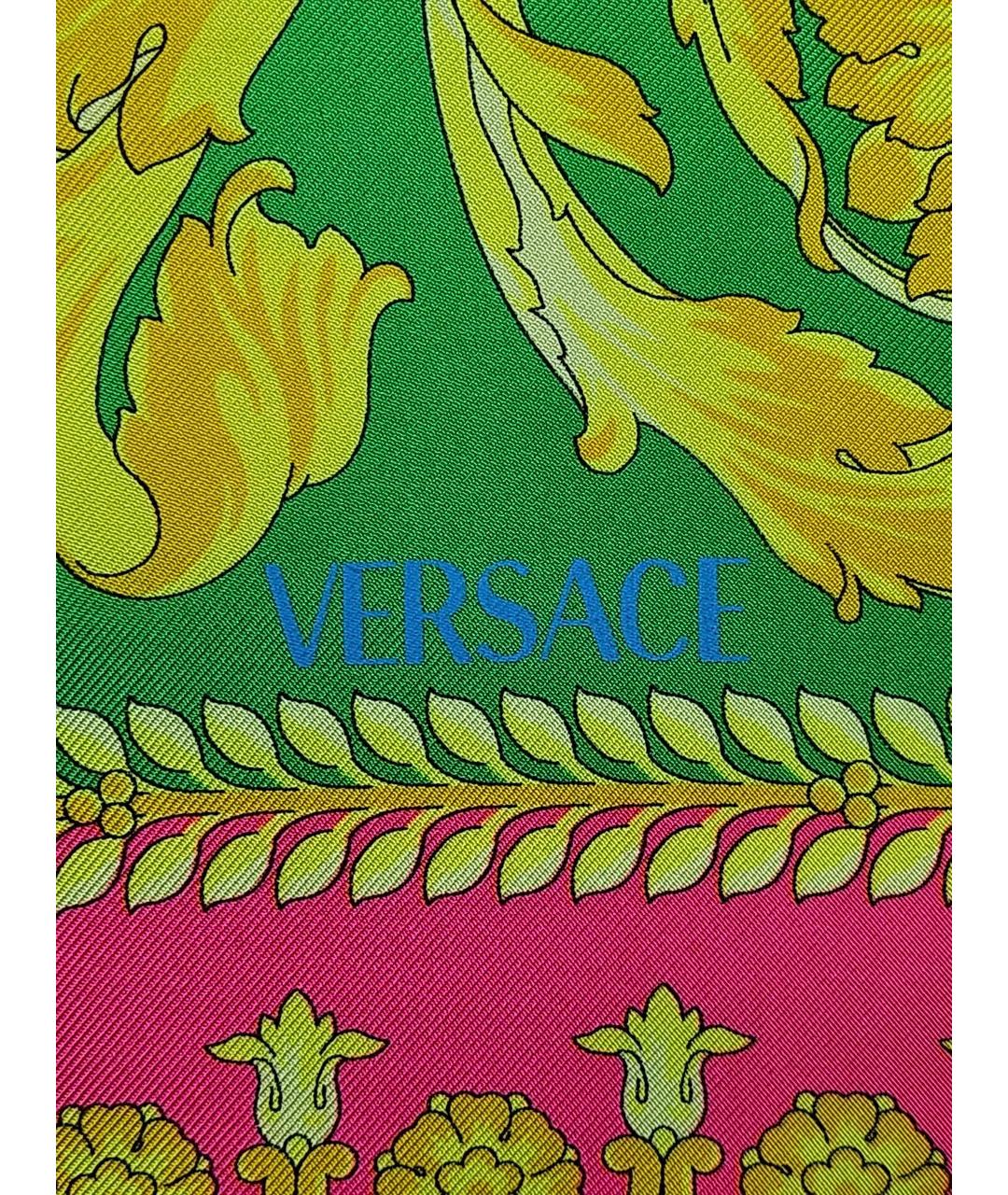VERSACE Желтый шелковый платок, фото 4