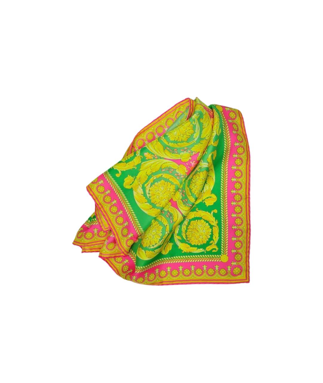 VERSACE Желтый шелковый платок, фото 3