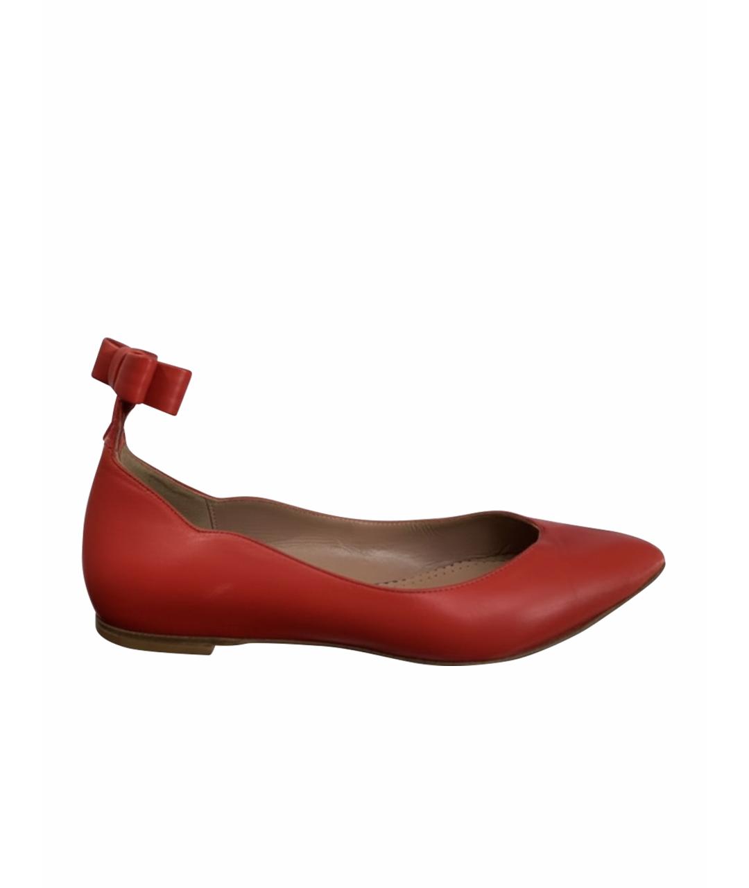 RED VALENTINO Красные кожаные балетки, фото 1