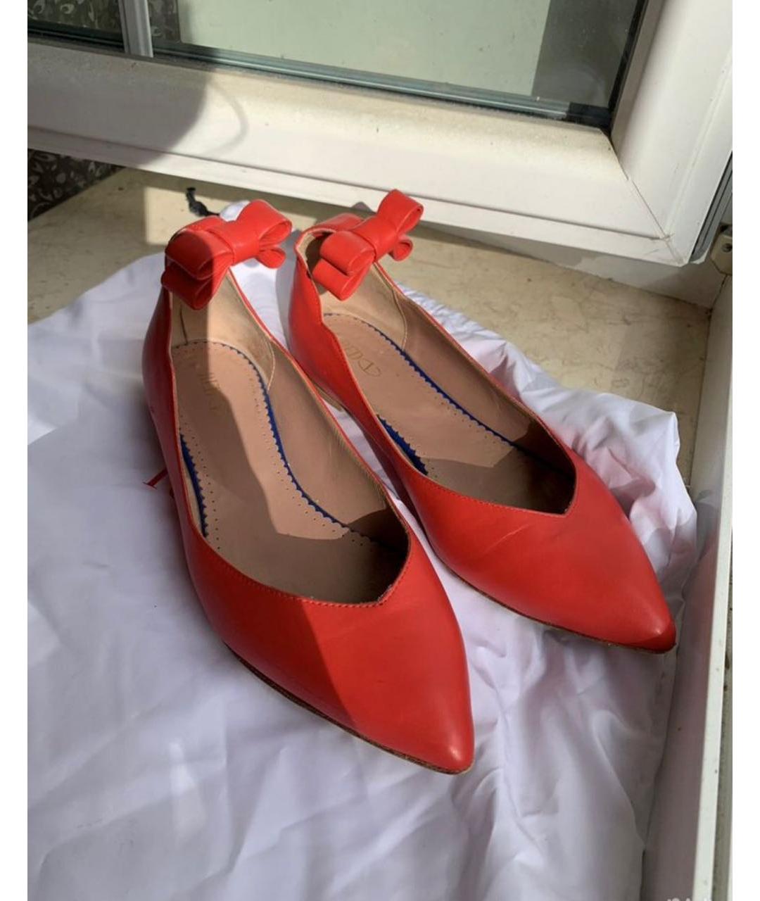 RED VALENTINO Красные кожаные балетки, фото 2