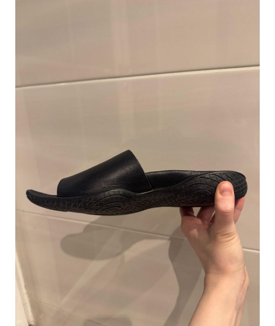 PRADA Черные кожаные шлепанцы, фото 6