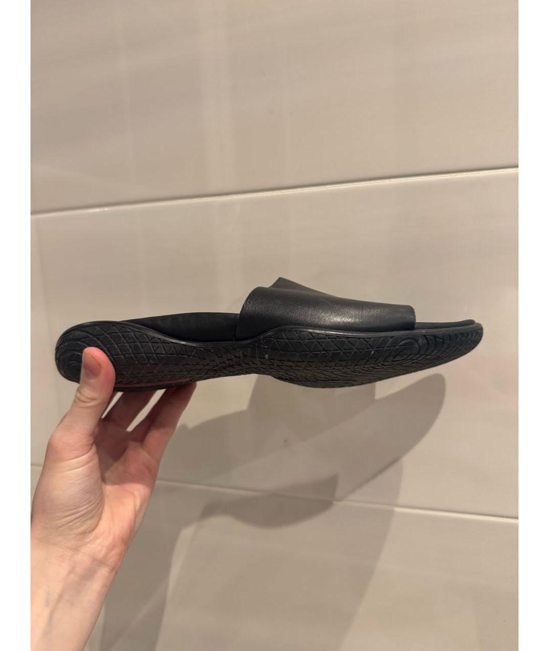 PRADA Черные кожаные шлепанцы, фото 5