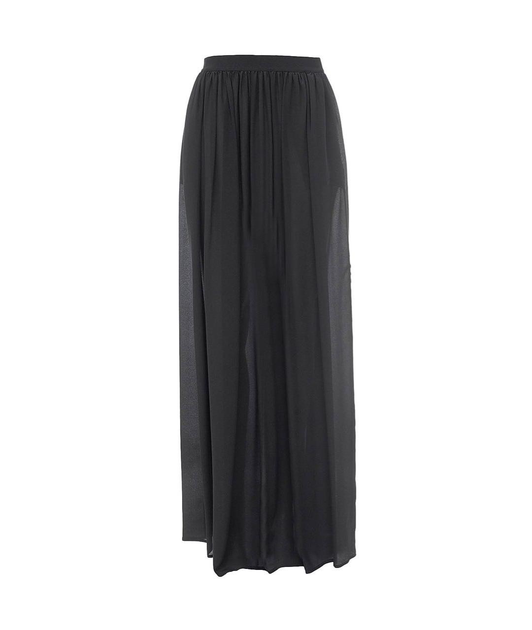 LIVIANA CONTI Черная шелковая юбка макси, фото 1