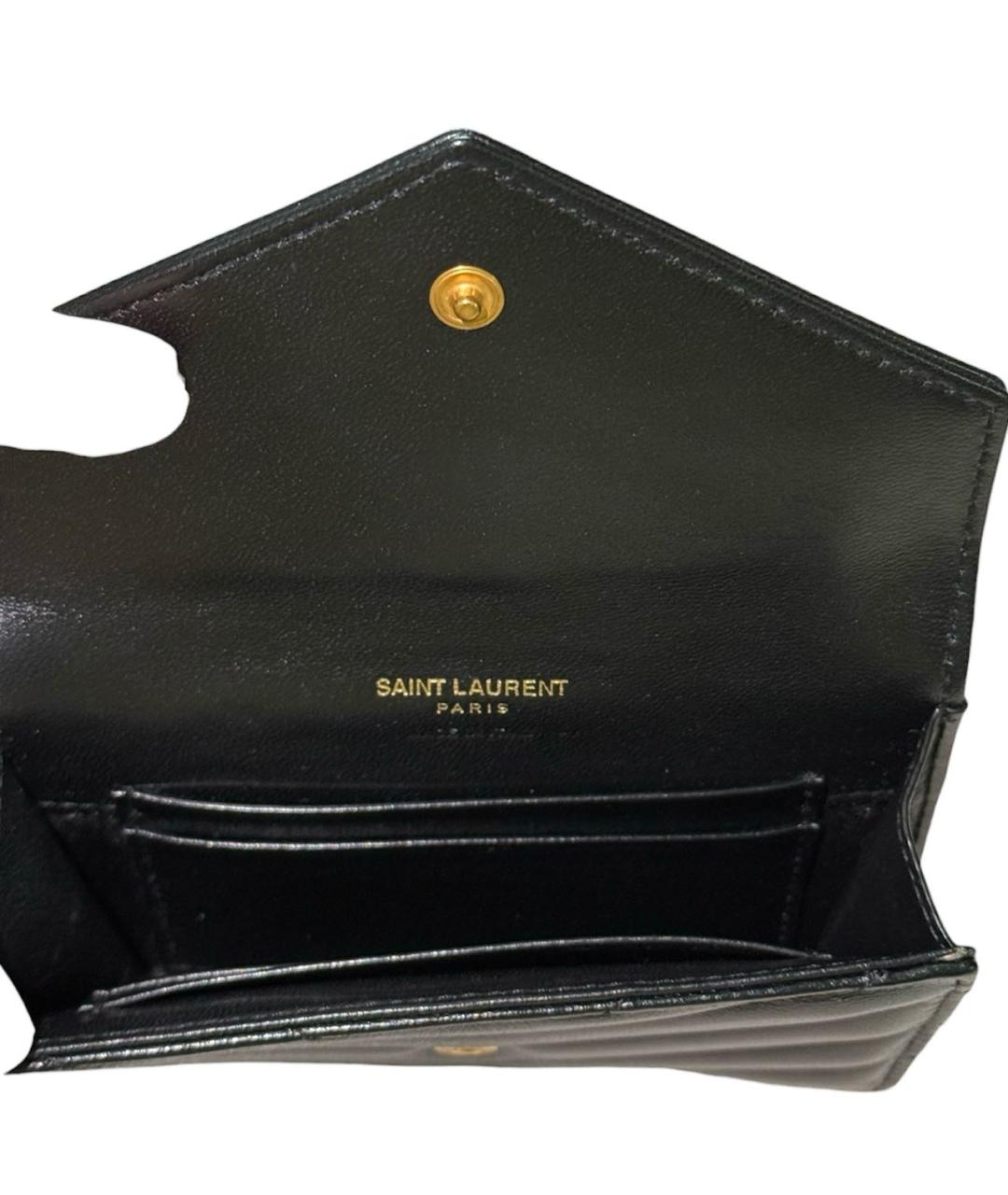 SAINT LAURENT Черный кожаный кошелек, фото 2