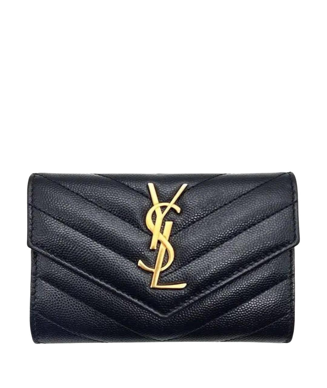 SAINT LAURENT Черный кожаный кошелек, фото 1