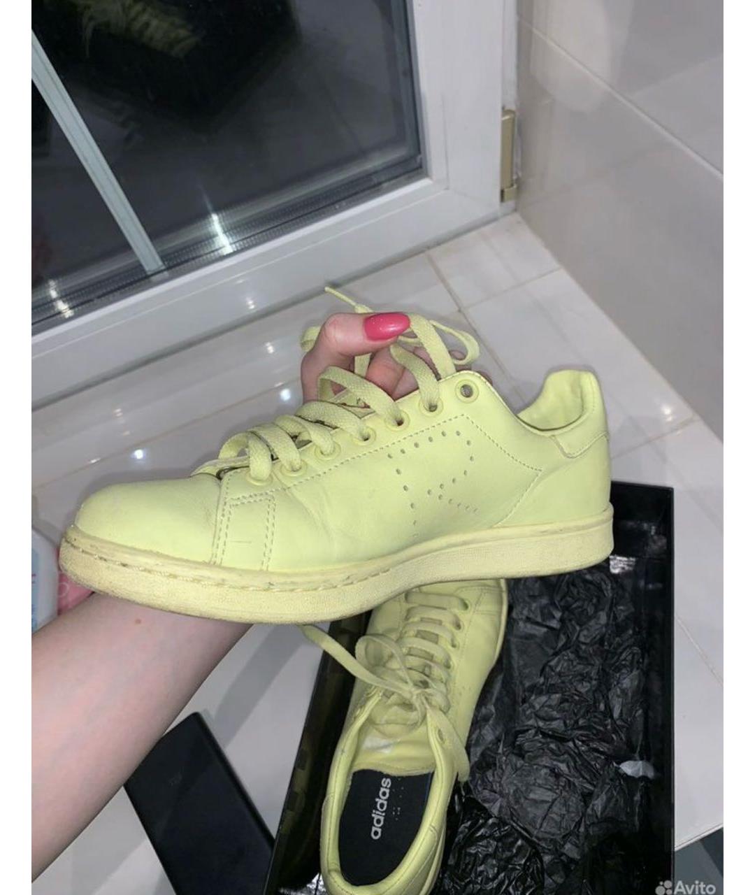 ADIDAS X RAF SIMONS Желтые кожаные низкие кроссовки / кеды, фото 5