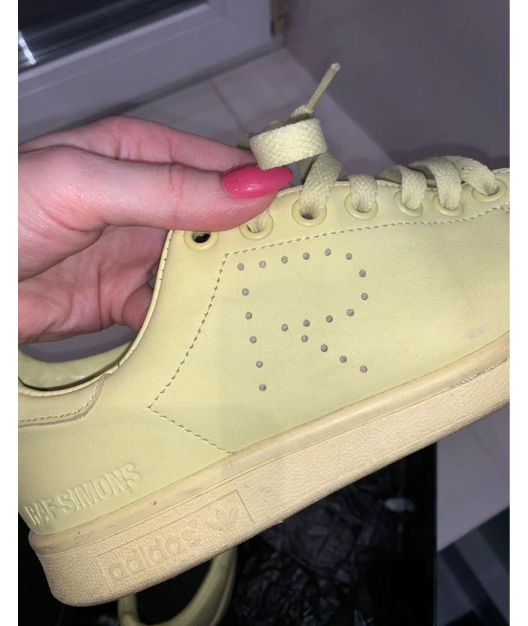 ADIDAS X RAF SIMONS Желтые кожаные низкие кроссовки / кеды, фото 3