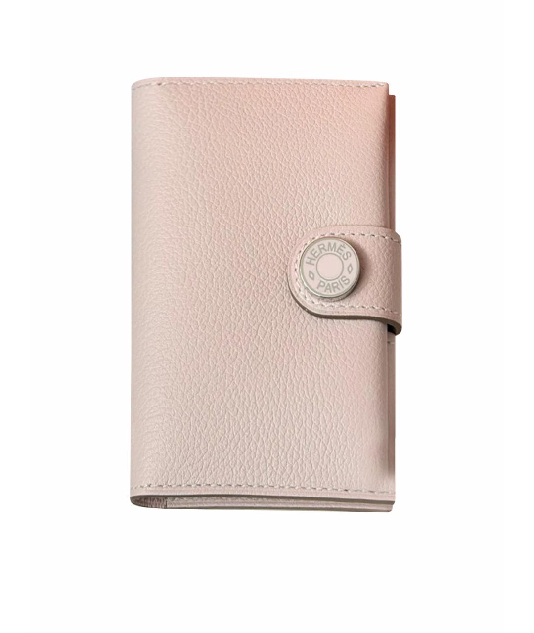 HERMES Розовый кожаный кардхолдер, фото 1