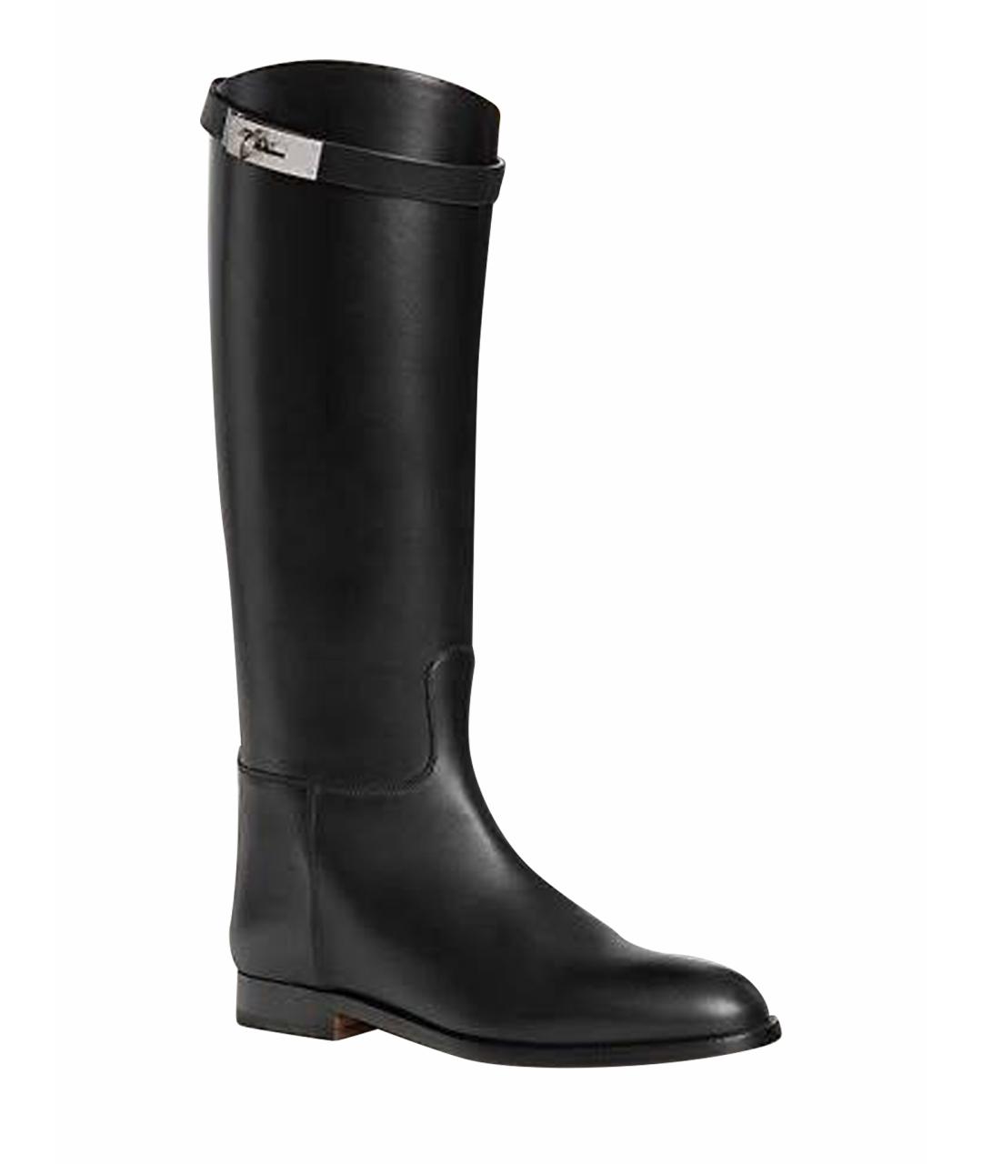 HERMES Черные кожаные сапоги, фото 1