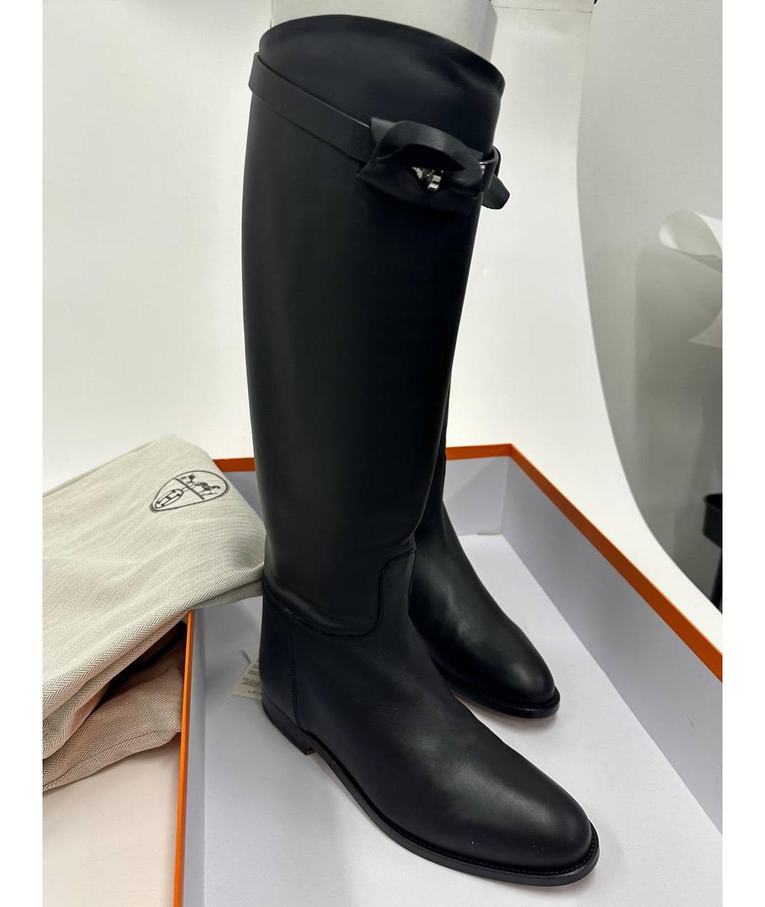 HERMES Черные кожаные сапоги, фото 2