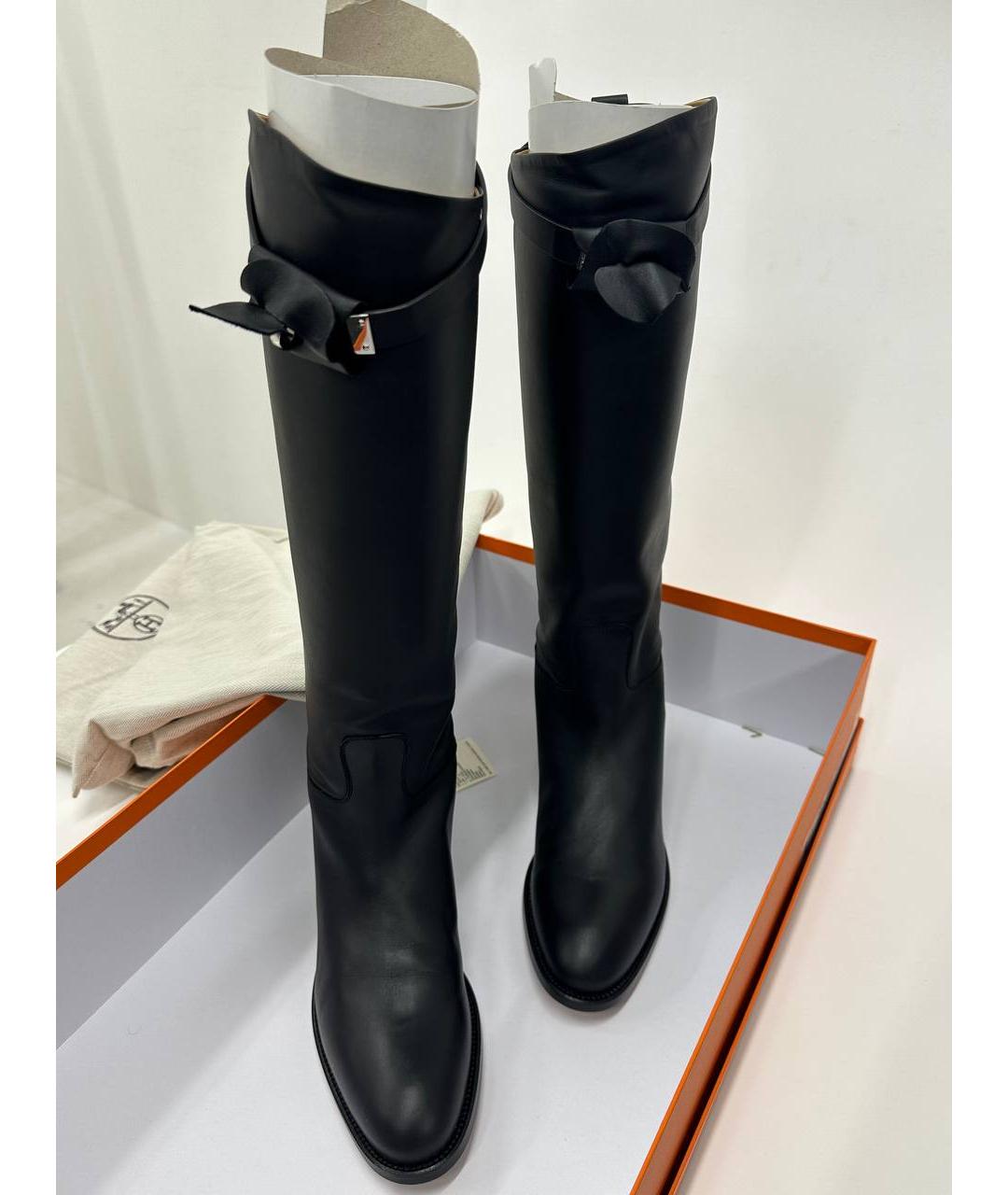 HERMES Черные кожаные сапоги, фото 6