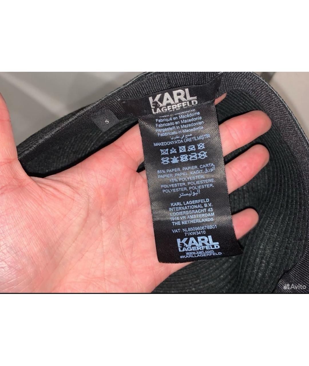 KARL LAGERFELD Черная соломенная кепка, фото 6