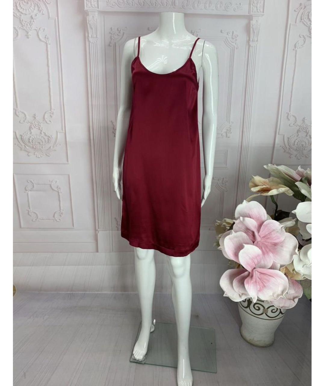 LIVIANA CONTI Бордовое шелковое коктейльное платье, фото 8