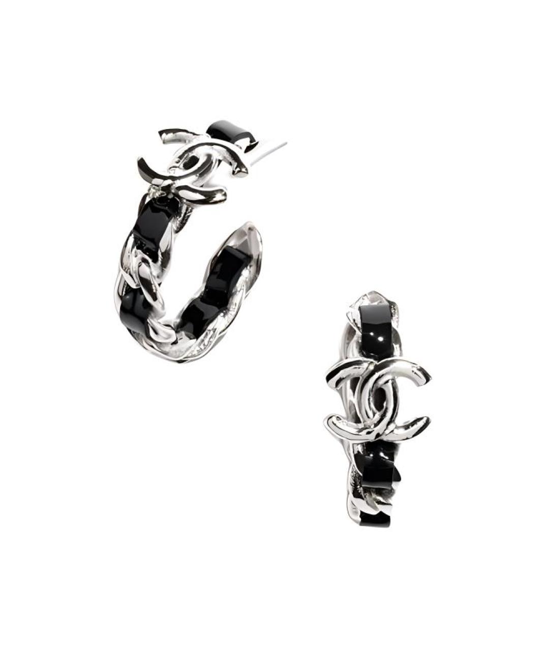 CHANEL Черные металлические серьги, фото 1