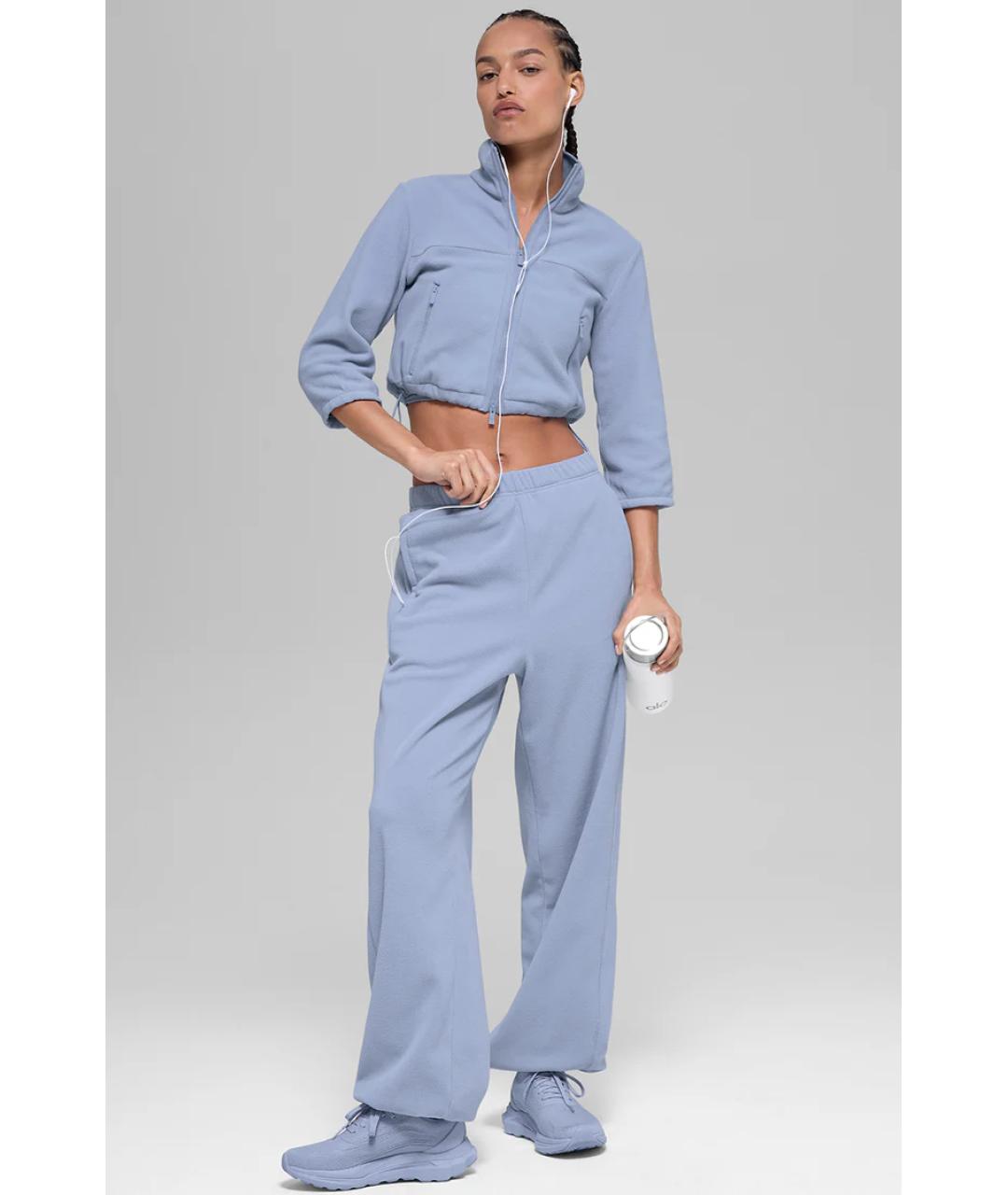 ALO YOGA Голубые хлопковые спортивные брюки и шорты, фото 7